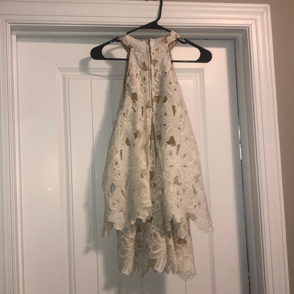 Judith March Ivory Floral Crochet Romper - Picture 3 of 6